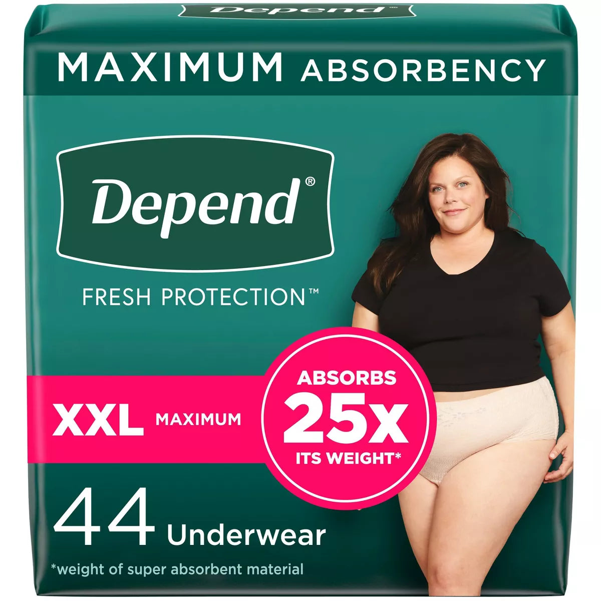 Depend Fresh Protection Adult Incontinence & Postpartum Underwear for Women - Maximum Absorbency - XXL - Blush - 44ct - Bellso